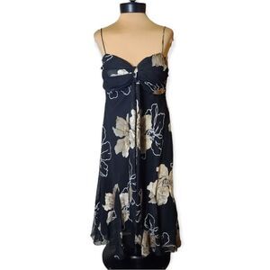 VINTAGE SL Fashions Black Floral Dress Size 8